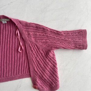Intuitions Pink Cropped Knitted Cardigan